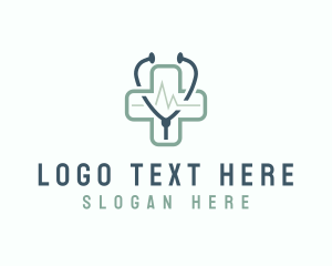 Medical - Medical Cross Stethoscope logo design