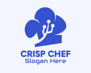 Blue Digital Chef Hat logo design