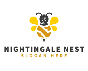 Honeybee Insect Letter N logo design