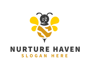 Honeybee Insect Letter N logo design