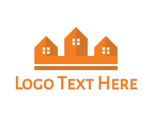 Land - Orange House Crown logo design