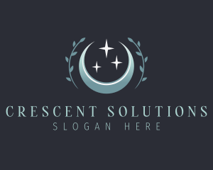 Ornamental Crescent Moon  logo design