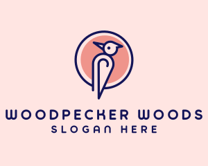 Minimalist Woodpecker Bird logo design