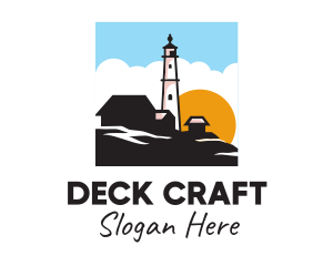 Deck - Lighthouse Sunrise Scene logo design