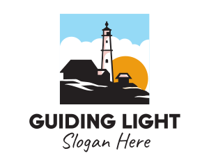 Lighthouse Sunrise Scene logo design