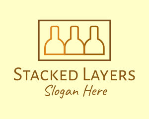 Brown Beer Bottle Stack logo design