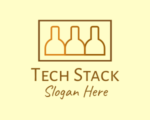Stack - Brown Beer Bottle Stack logo design