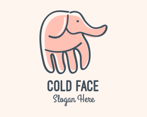 Curious - Gray Elephant Hand logo design
