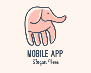 Trunk - Gray Elephant Hand logo design