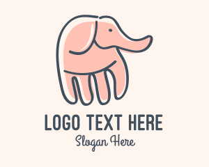 Curious - Gray Elephant Hand logo design