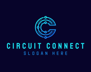 Circuit - Circuit Board Letter C logo design
