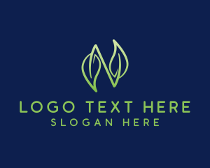 Vegan - Leaf Letter N logo design