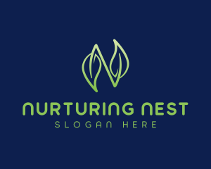 Nature Leaf Letter N logo design