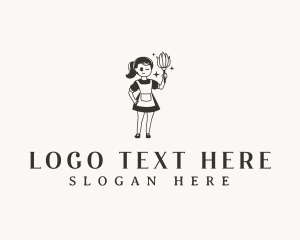 Woman Maid Cleaning Logo