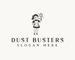 Duster - Woman Maid Cleaning logo design