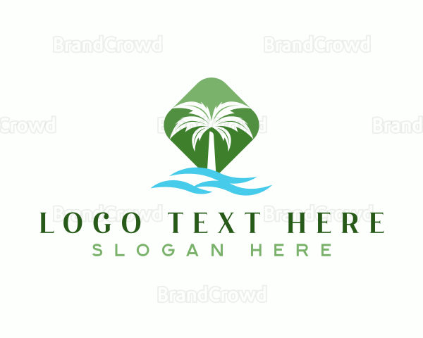 Tropical Palm Tree Resort Logo