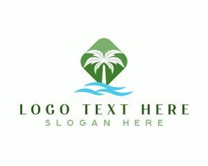 Tropical Palm Tree Resort Logo