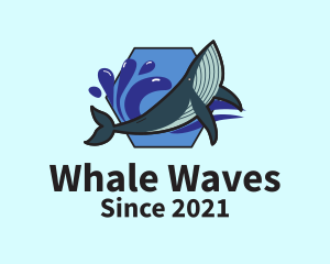 Hexagon Marine Whale  logo design