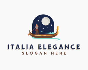 Italy - Boat Man Paddle logo design