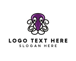 Stick Figure - Marine Octopus Tentacles logo design