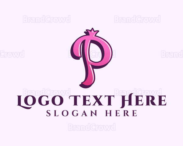 Pink Letter P Princess Logo