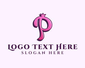 Girly - Pink Letter P Princess logo design