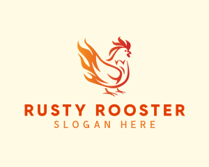 Flaming Chicken BBQ logo design