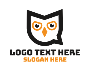 Message - Owl Chat Bubble logo design