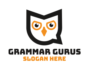 Grammar - Owl Chat Bubble logo design