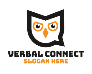 Language - Owl Chat Bubble logo design