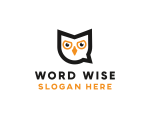 Dictionary - Owl Chat Bubble logo design