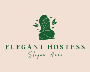 Hostess - Natural Naked Woman logo design