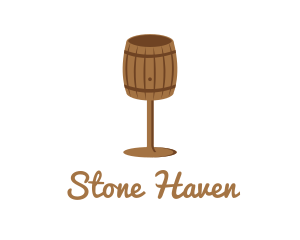 Cave - Barrel Wine Glass logo design