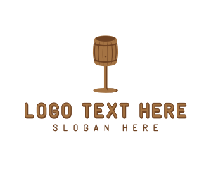 Wood - Barrel Wine Glass logo design