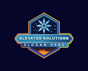 Snow HVAC Heating Cooling logo design