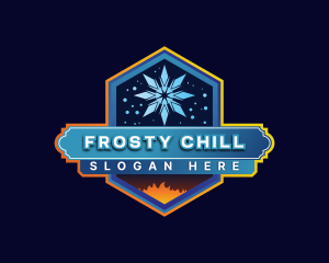 Freezer - Snow HVAC Heating Cooling logo design