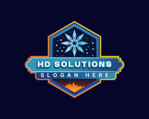 Snow HVAC Heating Cooling logo design