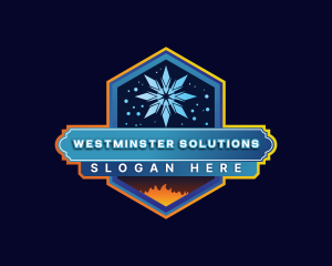 Snow HVAC Heating Cooling logo design