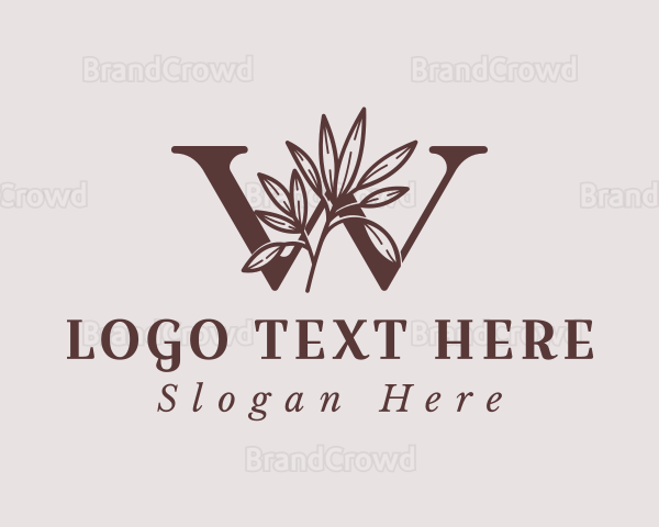 Brown Organic Letter W Logo