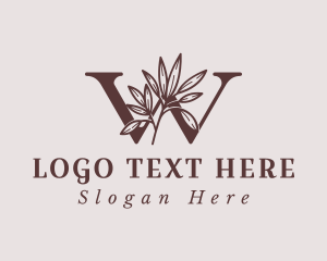 Leaf - Brown Organic Letter W logo design