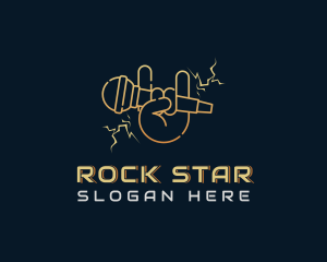 Rock Music Hand Microphone logo design