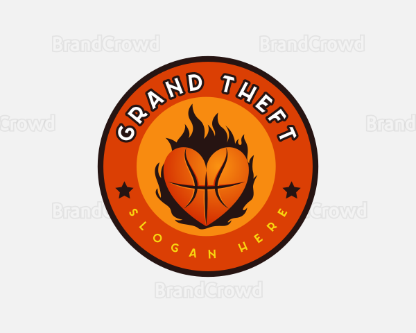 Basketball Heart Game Logo