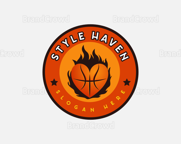 Basketball Heart Game Logo