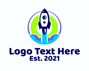 Outer - Space Rocket Launch logo design