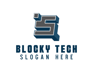 Blocky - 3D Graffiti Letter S logo design