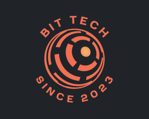 Orange Tech Globe logo design