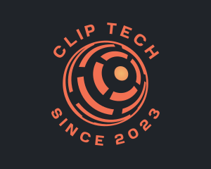 Orange Tech Globe logo design