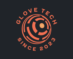 Orange Tech Globe logo design