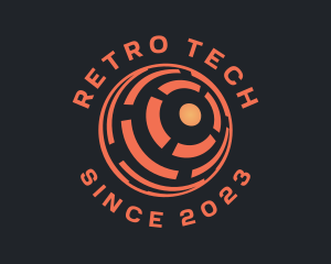 Orange Tech Globe logo design