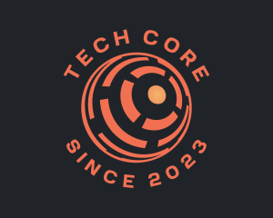 Orange Tech Globe logo design